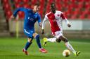 Abdallah Sima in action for Slavia Prague against Rangers in the Europa League.