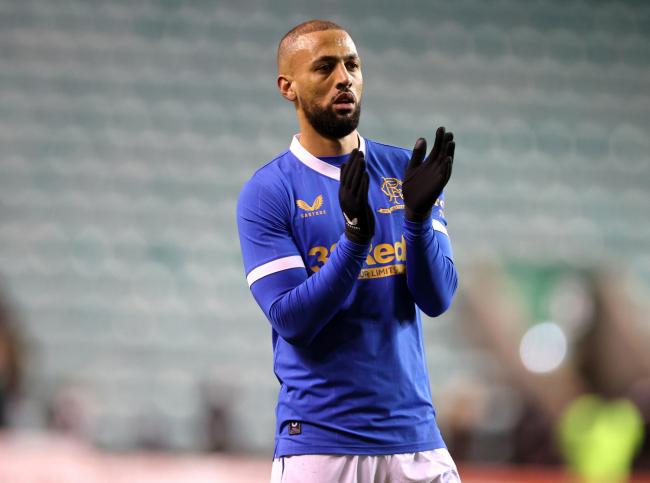 Rangers' Kemar Roofe applauds the fans after the final whistle during the cinch Premiership match between Hibernian and Rangers at Easter Road