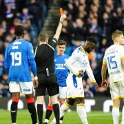 Diallang Jaiyesimi is sent off for his challenge on John Lundstram