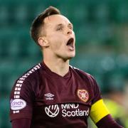 Lawrence Shankland celebrates scoring a late winner for Hearts against Hibs