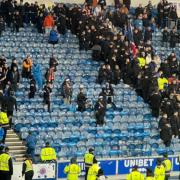 The section of Ibrox where the Union Bears are situated emptied at full-time